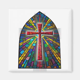 Imán Cruz de vidrio manchado