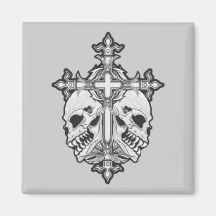 Imán Cruz gótica y calaveras