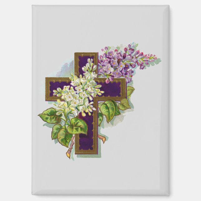 Imán Cruz Morada y Flores (Anverso)
