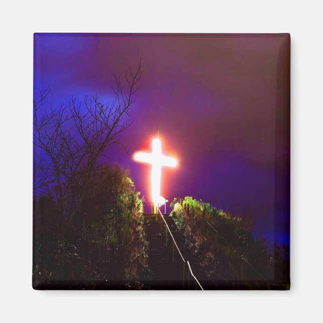 Imán Cruza brillante de noche que Dios ama (Frente)