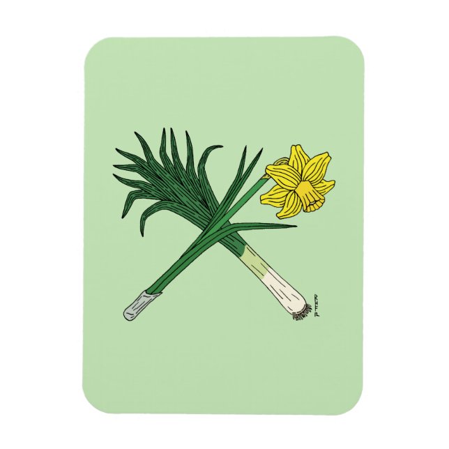 Imán Cruzado de puerros y daffodil (Vertical)