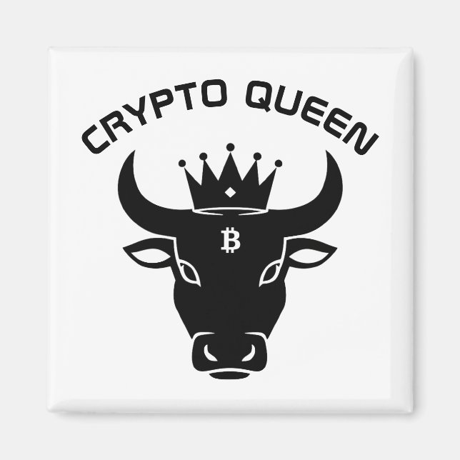 Imán Crypto Queen Personalizado Blanco (Frente)