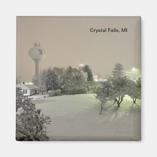 Imán Crystal Falls, MI Magnet (Frente)