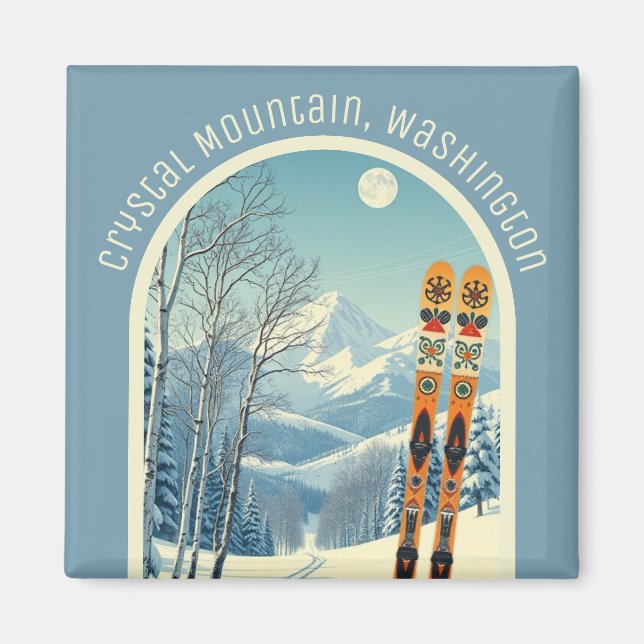 Imán Crystal Mountain Washington ski Magnet (Frente)