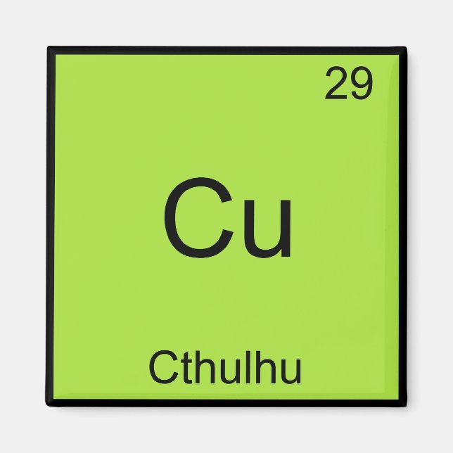 Imán Cu - Cthulhu Funny Chemistry Element Symbol Tee (Frente)