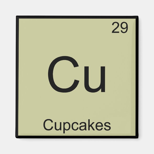 Imán Cu - Cupcakes Divertido Elemento Químico Símbolo T (Frente)
