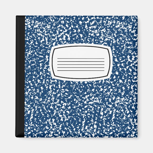 Imán cuaderno de composición azul (Frente)