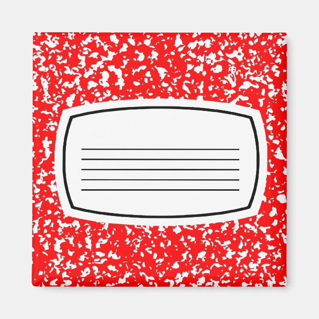 Imán cuaderno de composición rojo (Frente)