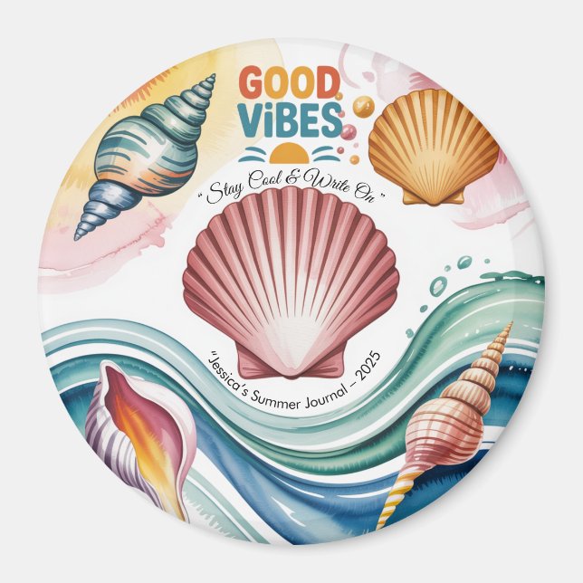 Imán Cuaderno tropical de ondas de verano (Frente)