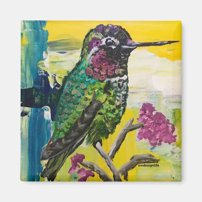 Imán cuadrado - colibrí (Frente)