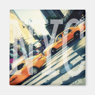 Imán cuadrado con el logotipo de NYC Taxis inclina