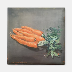 imán cuadrado con las zanahorias en gris