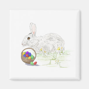 Imán cuadrado de conejo de Pascua