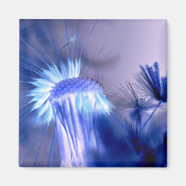 Imán cuadrado de impresión floral de luz azul