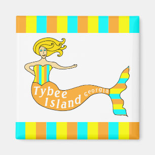 Imán Cuadrado de la sirena de la isla de Tybee, Georgia