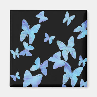 Imán cuadrado de mariposa azul