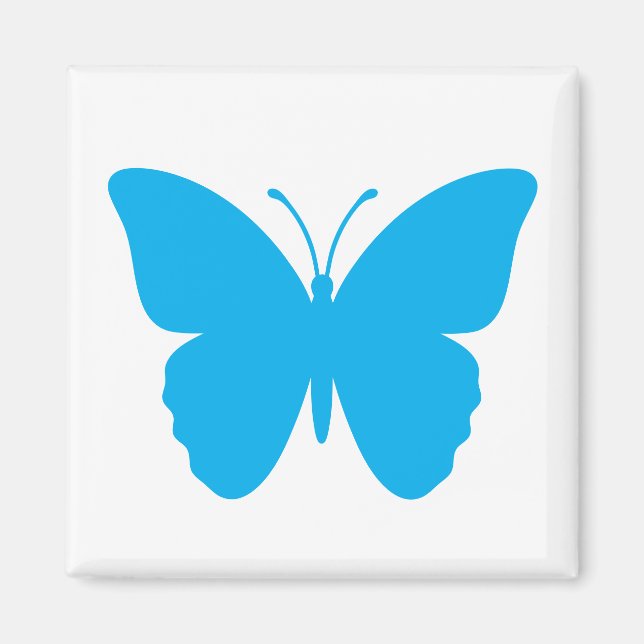 Imán Cuadrado de Mariposa Azul en Forma Cuadrada (Frente)
