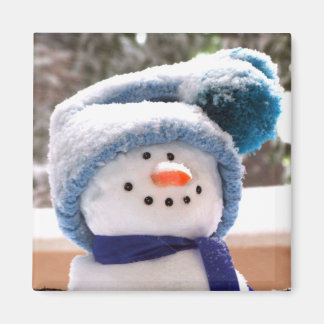 Imán cuadrado de muñeco de nieve lindo