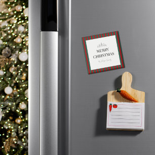 Imán Cuadrado de Navidad a Rayas Clásico