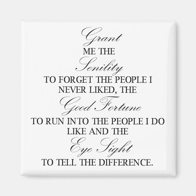 Imán cuadrado de oración de la senilidad (Frente)