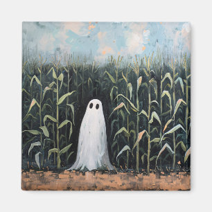 Imán Cuadrado de pintura de campo de maíz fantasmal