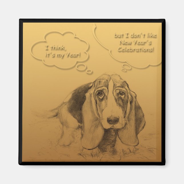 Imán cuadrado del año del perro chino vietnamita h (Frente)