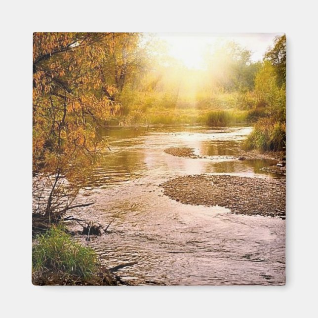 Imán cuadrado del río Otoño de 2" (Frente)