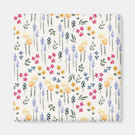 Imán Cuadrado floral de primavera de patrón de flor