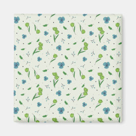 Imán Cuadrado floral de primavera de patrón de flor