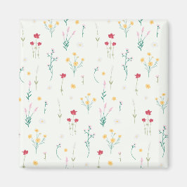 Imán Cuadrado floral de primavera de patrón de flor