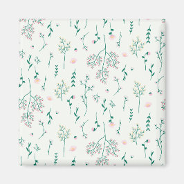 Imán Cuadrado floral de primavera de patrón de flor