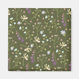 Imán Cuadrado floral de primavera de patrón de flor