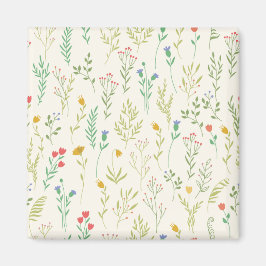Imán Cuadrado floral de primavera de patrón de flor