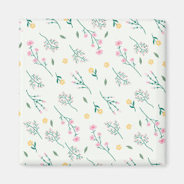 Imán Cuadrado floral de primavera de patrón de flor