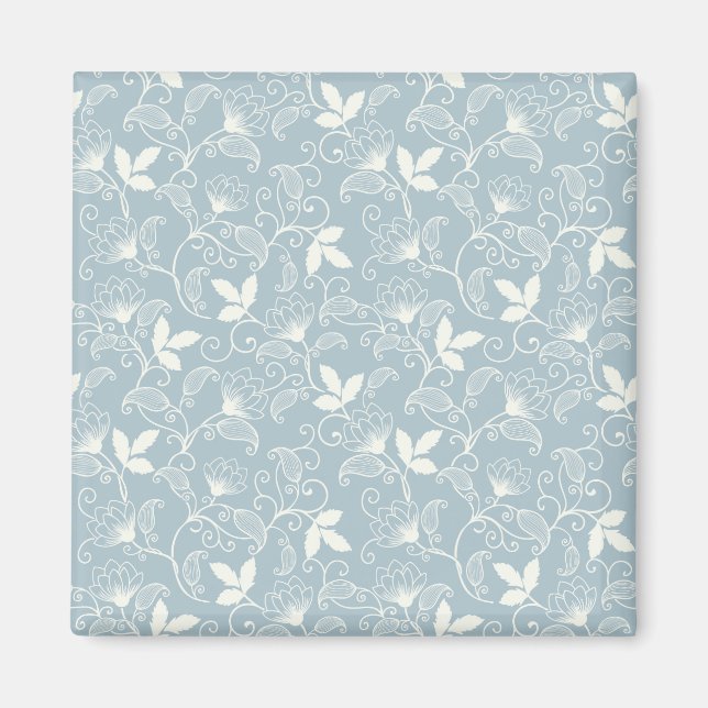 Imán Cuadrado floral de primavera de patrón de flor (Frente)