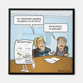 Imán cuadrado gracioso de presupuesto incómodo