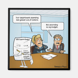 Imán cuadrado gracioso de presupuesto incómodo