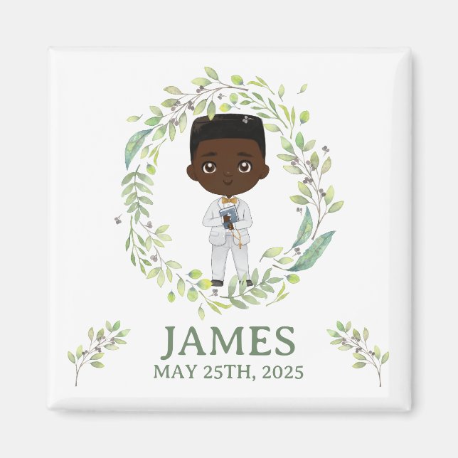 Imán cuadrado Primera Comunión JAMES (Frente)