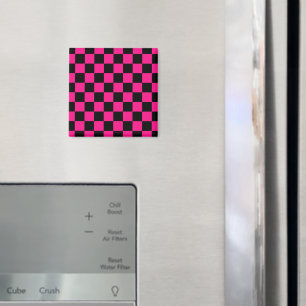 Imán Cuadrados controlados retro geométrico negro rosa