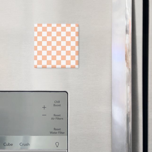 Imán Cuadrados de cuadros y retro geométrico blanco (In situ (nevera))