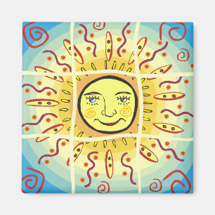 Imán Cuadrados solares sonrientes de Sun