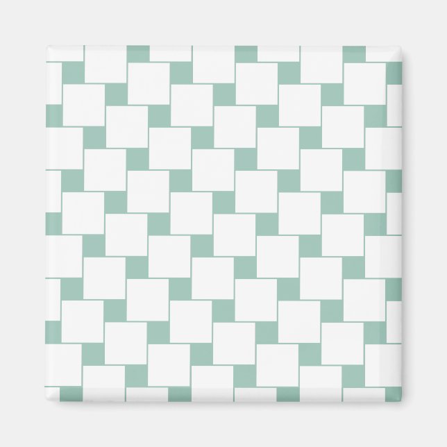 Imán Cuadrados trenzados divertidos Mint Green (Frente)