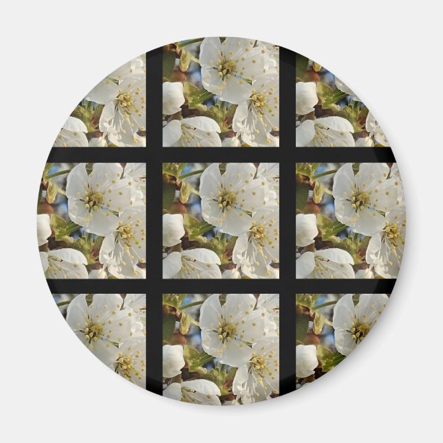 Imán Cuadrícula de flor de primavera encantadora (Frente)