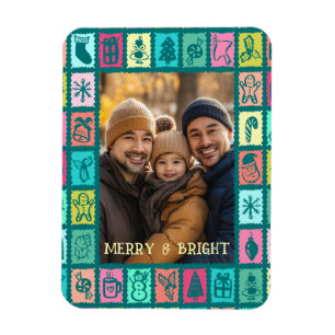 Imán Cuadrícula de Navidad caprichosa con foto personal
