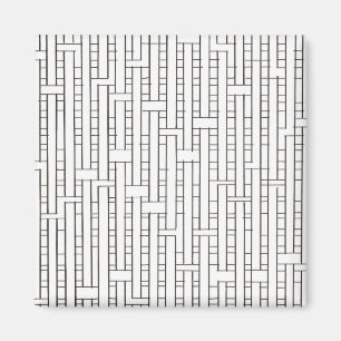 Imán Cuadrícula Industrial-Blanco Y Negro Minimalista M
