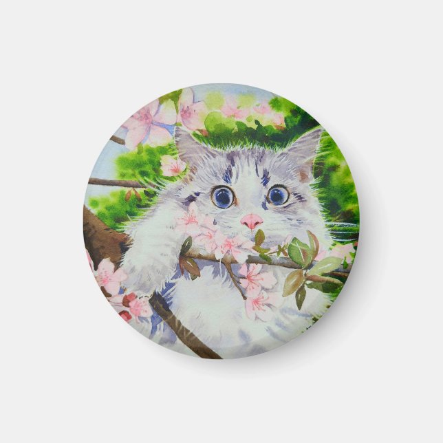 Imán Cuadros de color de gato (Frente)