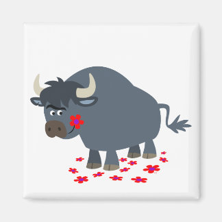 Imán Cuadros Personalizados Bull y Red Bloom Magnet
