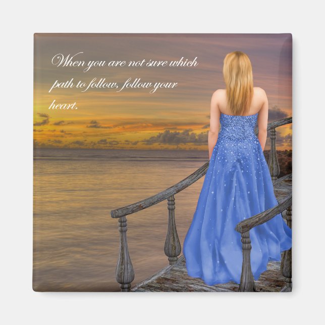 Imán ¿Cuál camino? Sigue tu corazón. (Frente)