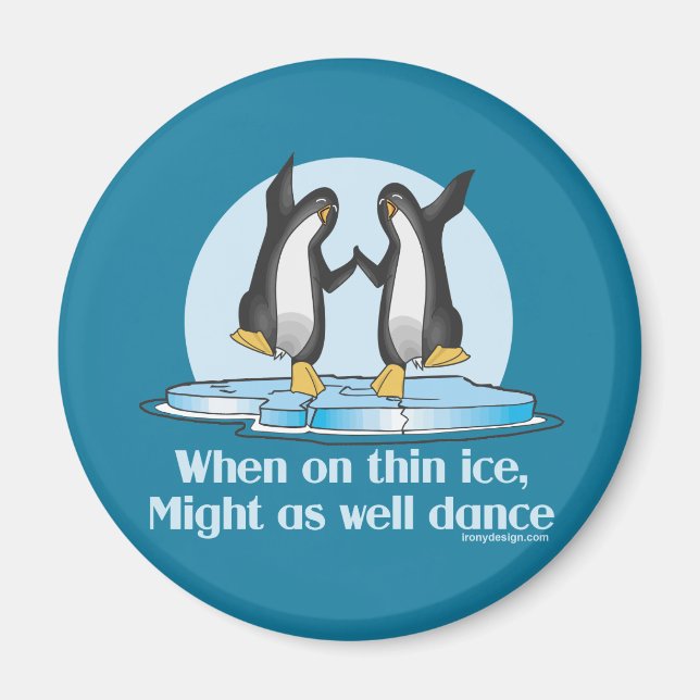 Imán Cuando en delgado diseño divertido de los pingüino (Frente)