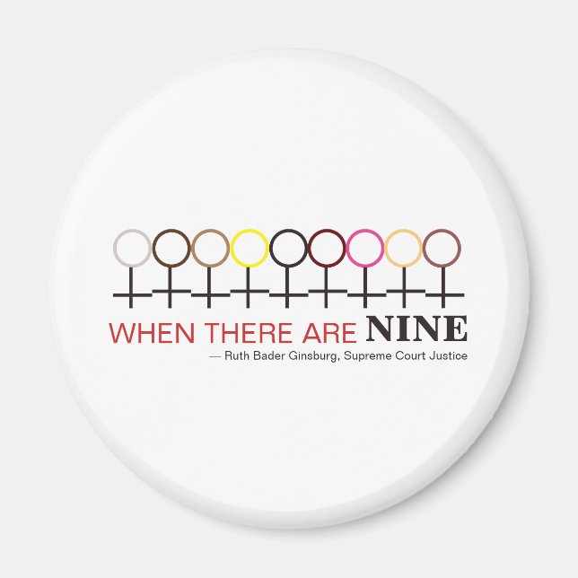 Imán Cuando hay nueve jueces Ginsburg RBG cita (Frente)